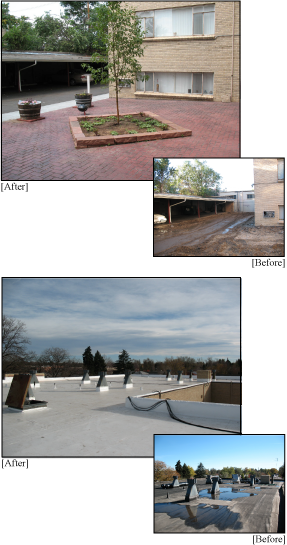 Apartment Building Renovations: Before and After Roof and Courtyard