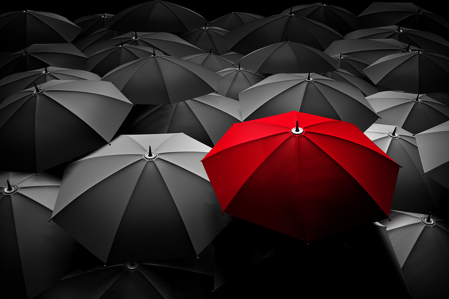 Red umbrella - stand out from the crowd - brand marketing